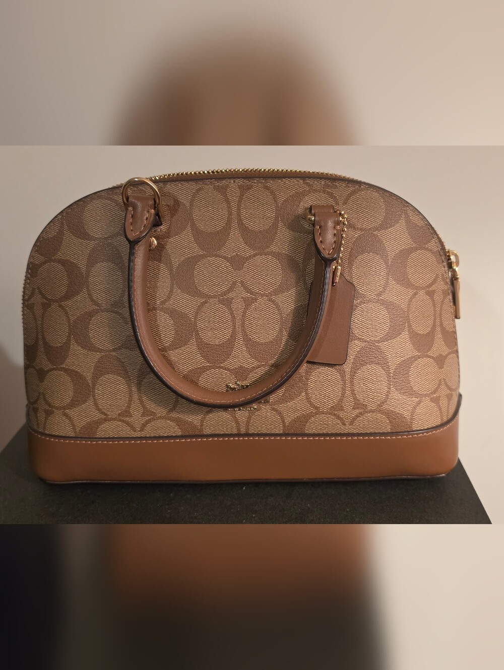 Coach Signature Brown Dome Satchel - Leather Trim